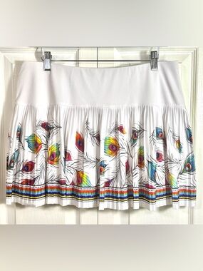 Lucky in Love Peacock Print Pleated Tennis Skort Size XL (14)
